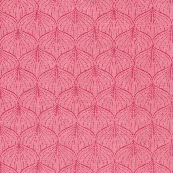 Oilcloth Alli Raspberry Peachy Pink - Fächer dunkelpink auf pink