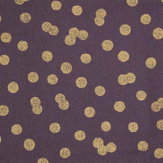 Oilcloth Bobbi plum gold Dots