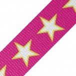 Gurtband 3 cm - Sterne gross weiss auf pink
