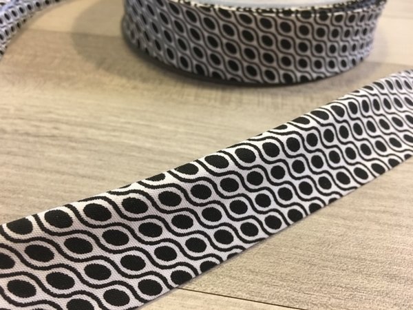 Schrägband Tropfen black & white 30 mm