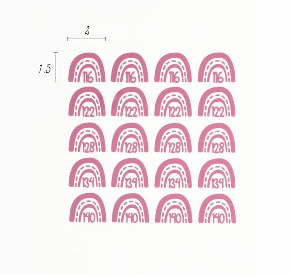 Grössenetiketten - Rainbow pink - Gr. 116 - 140