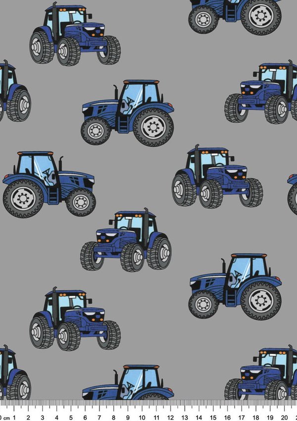 Jersey - Traktoren blau auf grau