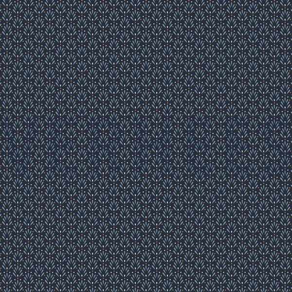 Elastische Viscose - Blätter geometrisch navy/schwarzblau