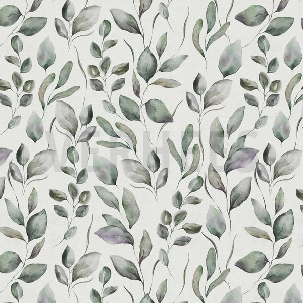 Canvas - Blätter offwhite mit pastellgrün