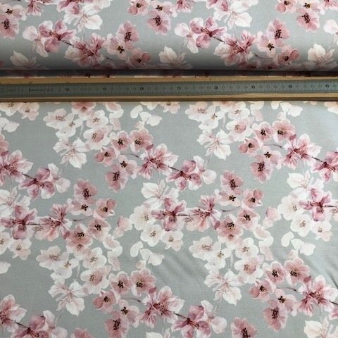 Canvas - Cherry blossom Kirschblüten rosa auf grau